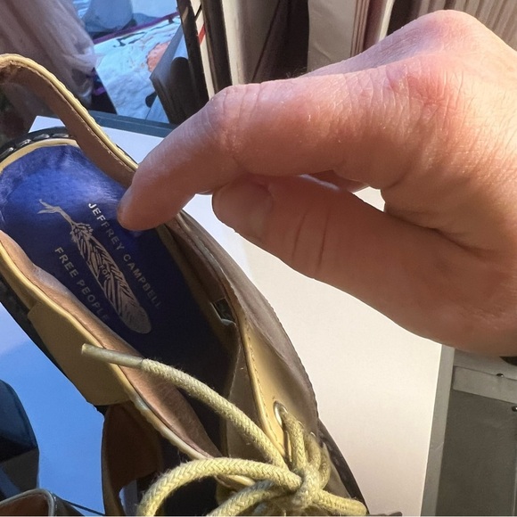 Jeffrey Campbell x Free People Butter Yellow Leather Boho Tie Platform Heels 8 - Picture 3 of 15